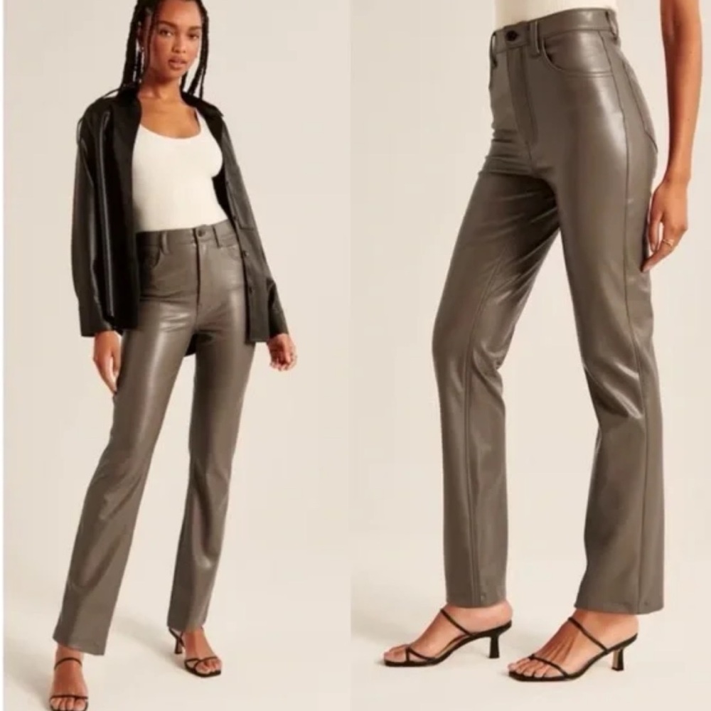 Abercrombie The 90s Straight Ultra High Rise Curve Love Faux Leather Pants